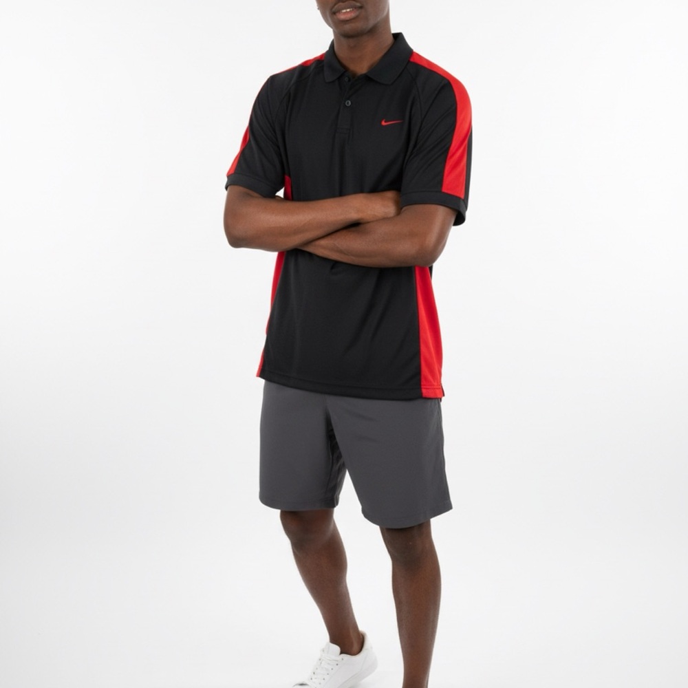 Nike Men's Black and Red Polo Shirt